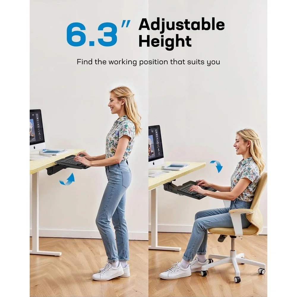 HUANUO Adjustable Keyboard Tray Under Desk Ergonomic Mouse Platform 25x9.84in